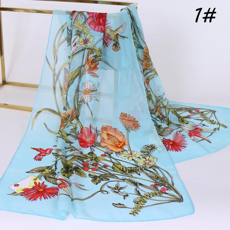 

Medium and high quality chiffon printing gift silk scarf fashionable versatile women s scarf sunscreen decorative yarn petals 160-50cm