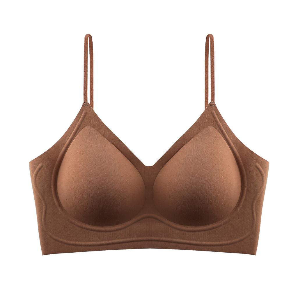 Traceless steel ring-free liquid foundation, thin shoulder strap underwear, women's nude soft support vest type breast bra cover