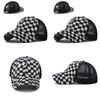 Womens Summer Cotton Baseball Cap With Black And White Grid Splicing Breathable Mesh Design