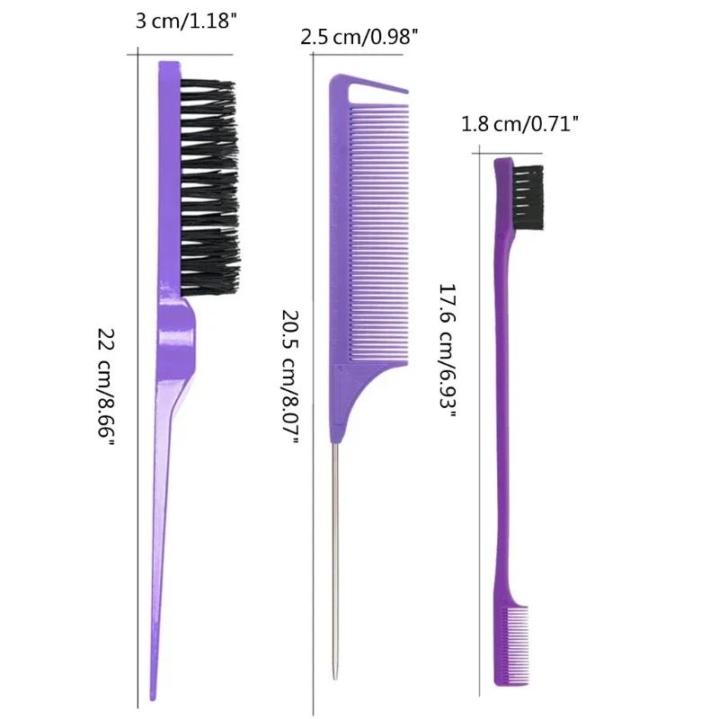 3pcs Styling Comb Set Teasing Comb Triple Teasing Comb Mouse Tail Comb Edge Brushing Hair Tail tool,Special for Real Hair Wigs
