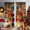 Set Of 2 Flat Printing Merry Christmas Popular Party Window Curtains Father Versatile Durable Polyester Without Made