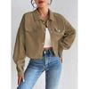Autumn and Winter Loose Long Sleeve Casual Women Short Coats Buttons Simple Elegant Fashion Office Jacket Lapel Ladies Solid Color Clothing