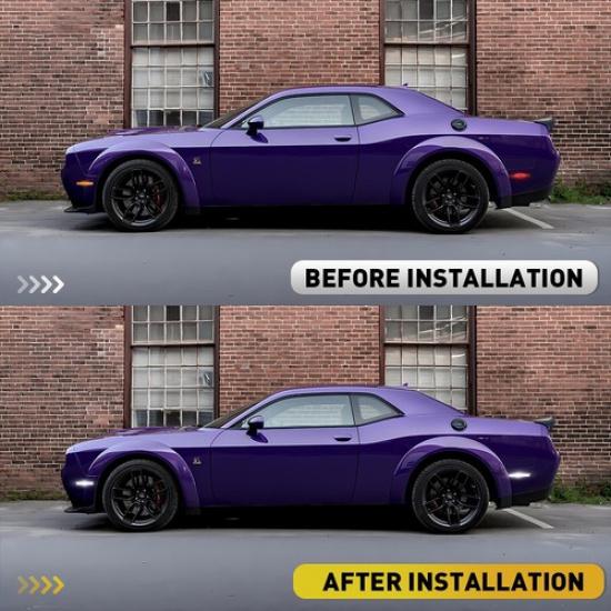 Fit 2015-22 Dodge Challenger CLEAR LENS White Front LED Rear Side Marker Lights