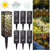 Solar Garden Pathway Lights Waterproof LED Lawn Lamps with Unique Hollow Patterns Sensor for Outdoor Decorative Illumination