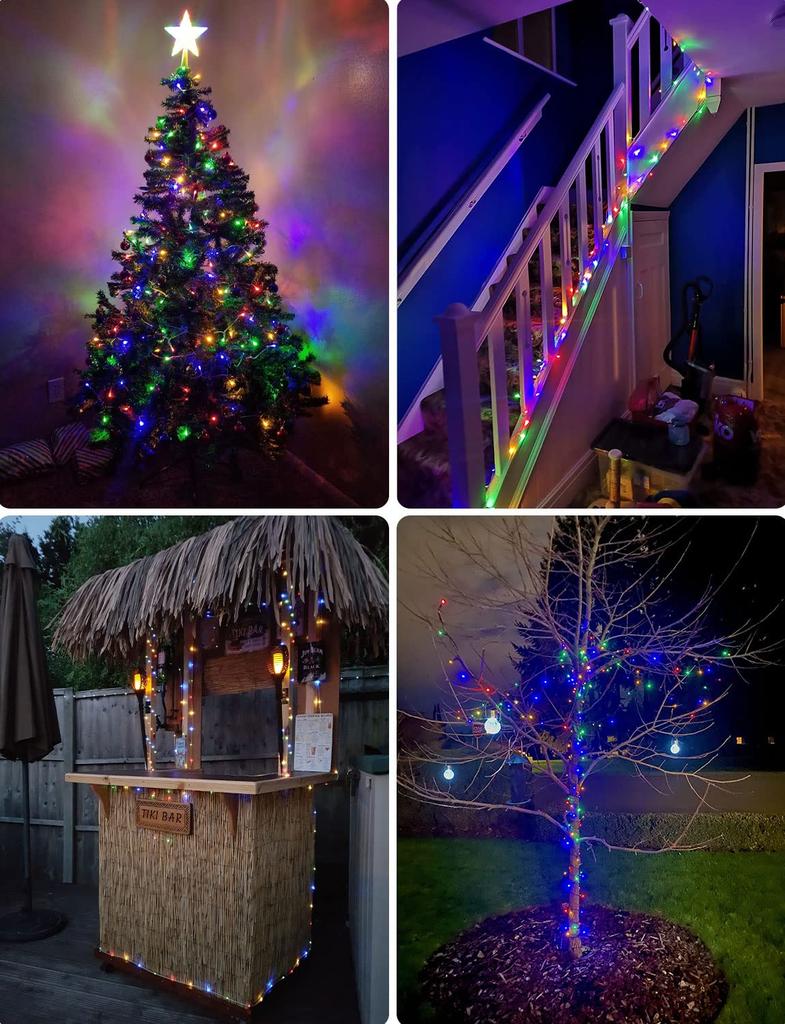 [New Large Beads] cshare Solar LED String Lights, Solar Rechargeable, 200 LEDs, 20m Length, IP65 Waterproof, 8 Lighting Modes, Automatic Nighttime