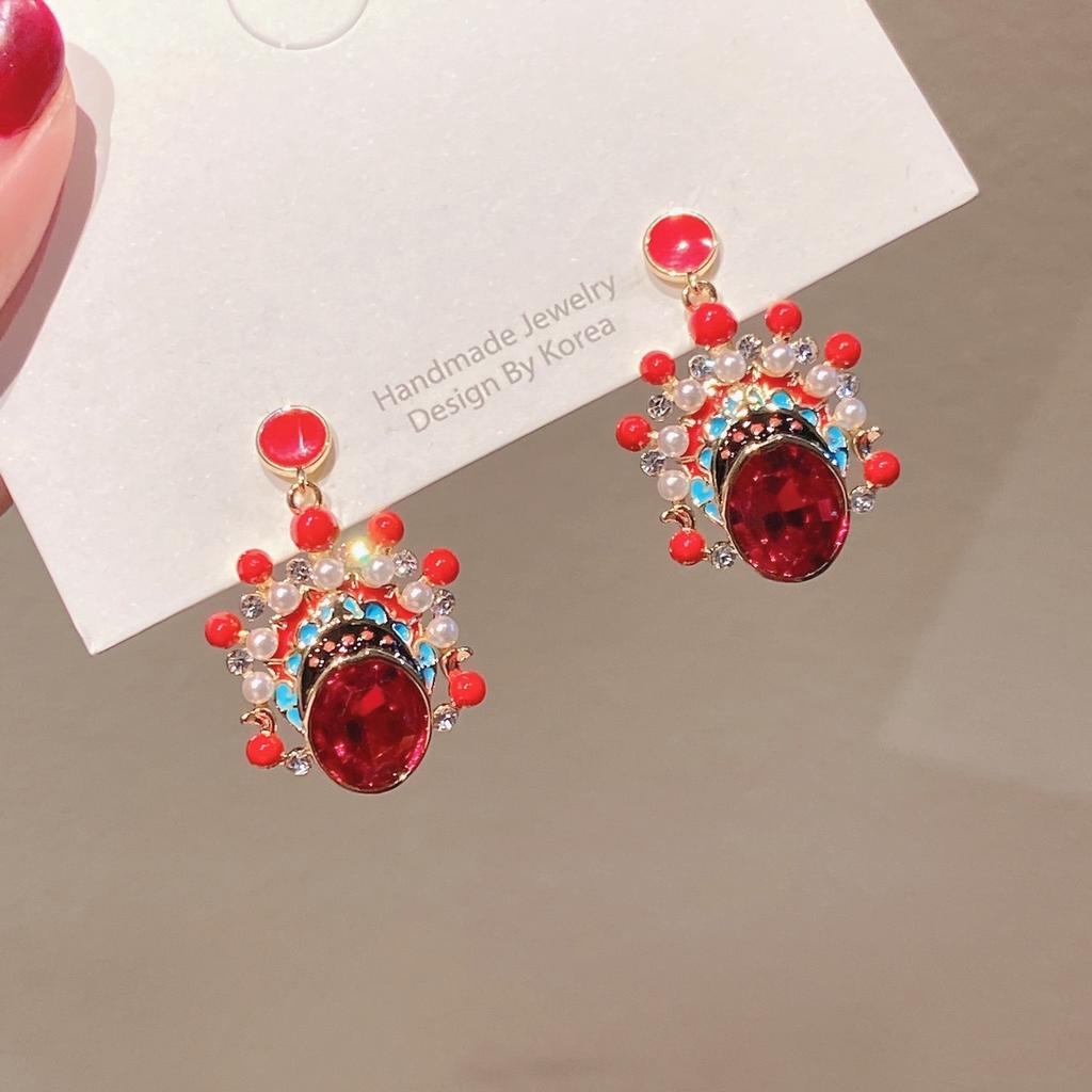 Chinese Style Earrings, Ethnic Style New Year Red Earrings, Female Silver Needles, Earrings, Copper Plated Genuine Gold, Personalized Jewelry