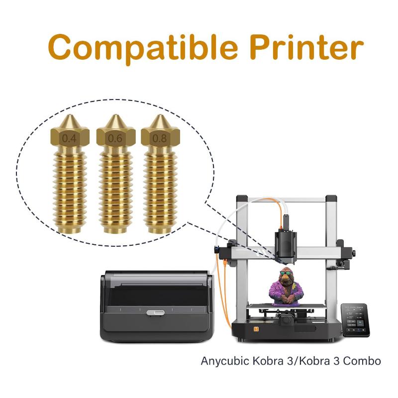 1Pc Anycubic Kobra 3 Nozzle Print Head Brass Hardened Steel 3D Printer Nozzles 0.4mm 0.8mm 1mm 3D Printed Accessories