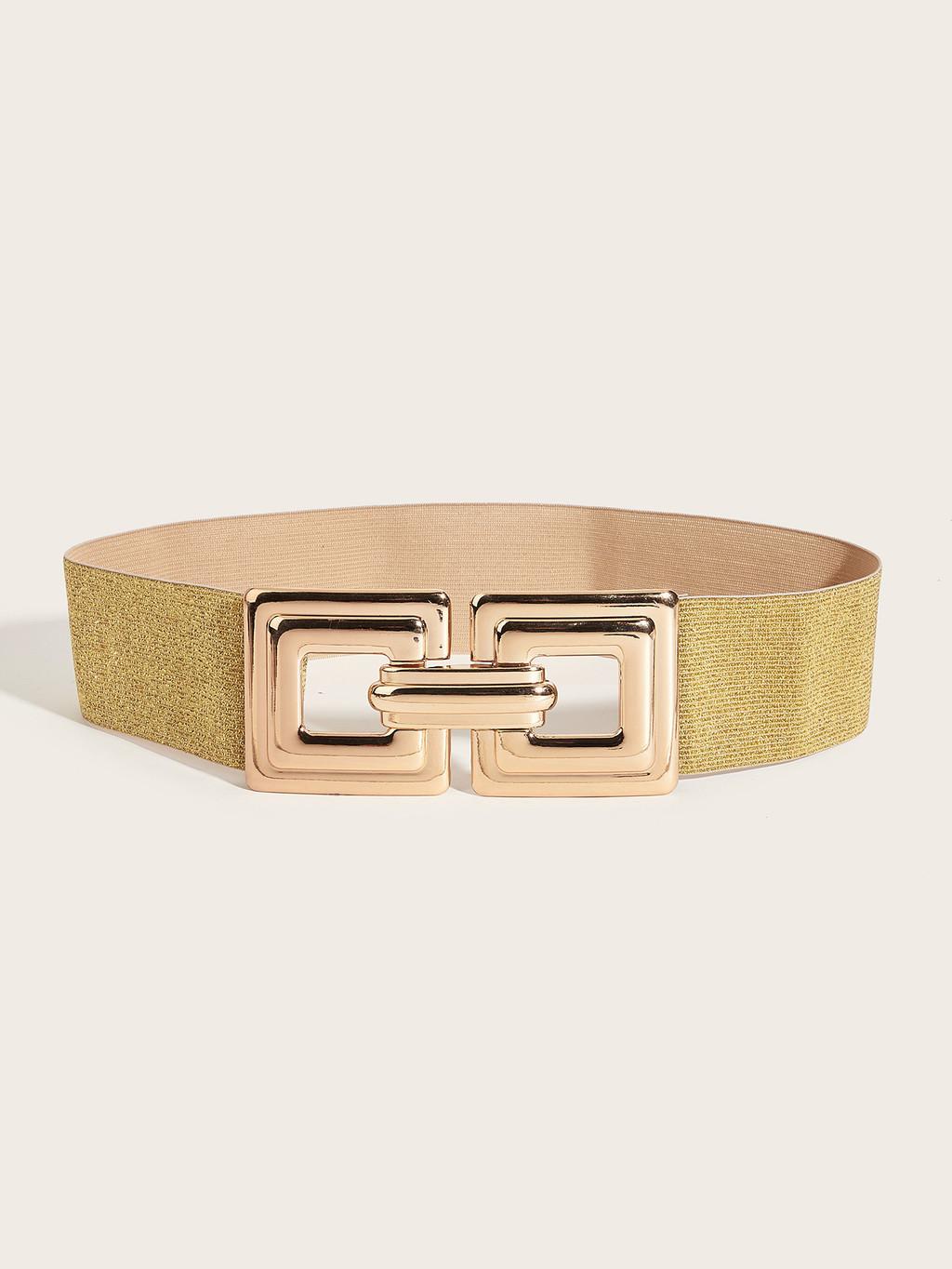 

Retro Vintage Womens Elastic Waist Belt For Outerwear With Alloy Buckle For Fashion Casual Style золотой