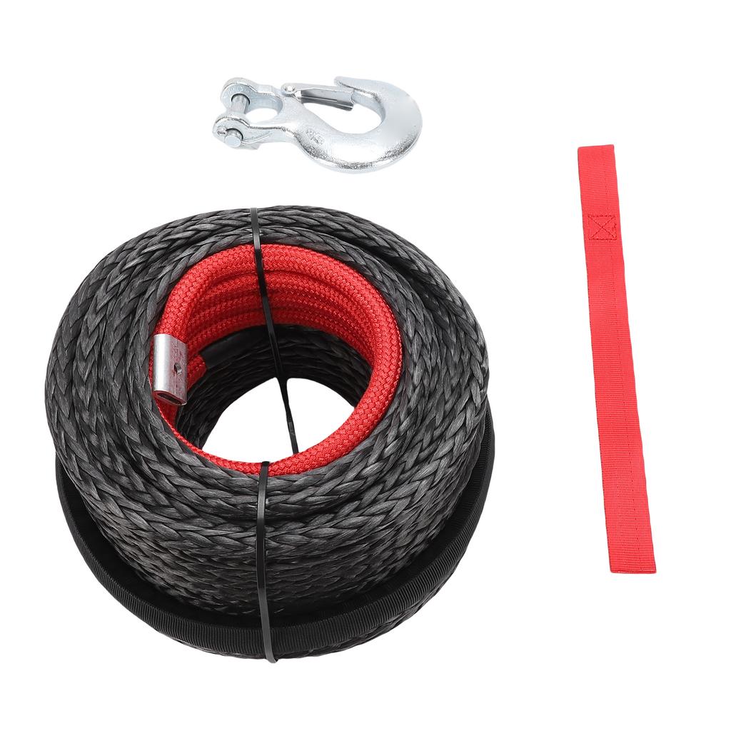 Synthetisches Windenkabel 3/8 Zoll mit Schutzhülle Geschmiedeter Windenhaken für großes Geländefahrzeug LKW 8 mm Ø