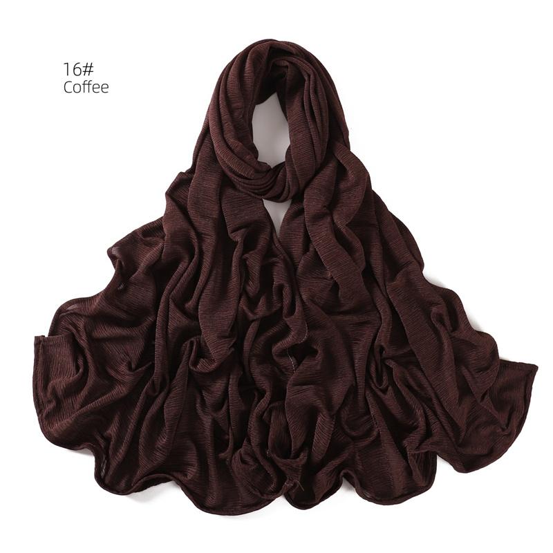 New Women's Soft Solid Color Elastic Breathable Wrinkled Jersey Headband Scarf Muslim Ramadan Hijab Wrap Hijabs