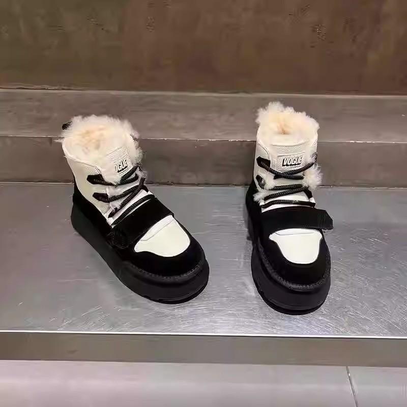 Fashion New Platform High Heels Snow Boots Women Cotton Shoes 2025 Trend Brand Fashion Ankle Boots Winter Warm Short Plush Zapatos Mujer