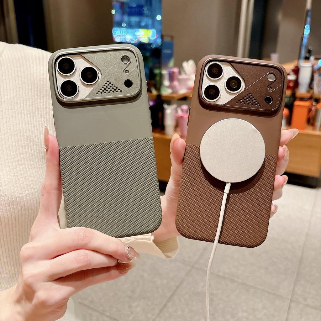 Liquid Silicone Magnetic Phone Case for iPhone 17 Pro Max with Apple 16 Aluminum Dot Matrix Design