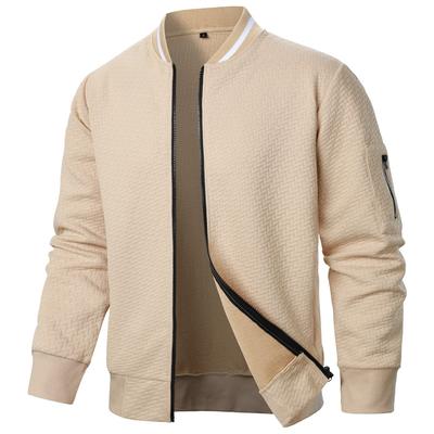 Men's Zip Stand Collar Sweatshirt Jacket Men's Casual Jacquard Cardigan Sweatshirts Baseball Jackets Men Clothing