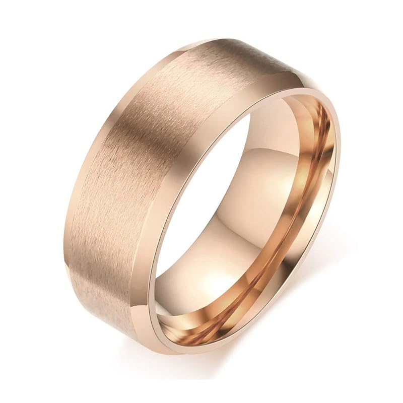 

[Rockyu] jewelry brand Popularity ring pink gold men s Flat beating 8mm wide fashion titanium ring No. 18