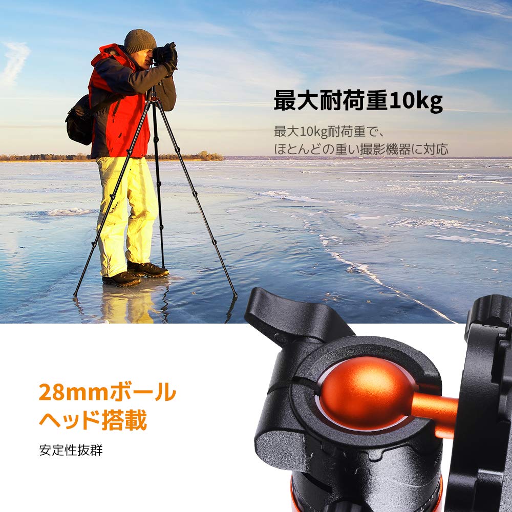 Concept Camera 2m 360 Grad Panoramahebel Schnellwechsel-Rückfahrkamera aus Aluminium inkl. Aufbewahrung Maximale Tragkraft 8kg K&F Dreibein, Einbeinstativ,