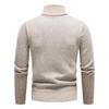 Winter Men Stand Collar Sweater Men Patchwork Knitwear Jumpers Slim Fit Brown Knitted Sweater Male Fleece Warm Pullover