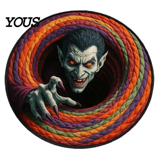 Halloween 3D Illusion Area Rug Rug, Bottomless Hole Round Ghost Spider Scarecrow Print, Soft Texture Decorative Mat Spooky Optical Floor Mat, Non-slip
