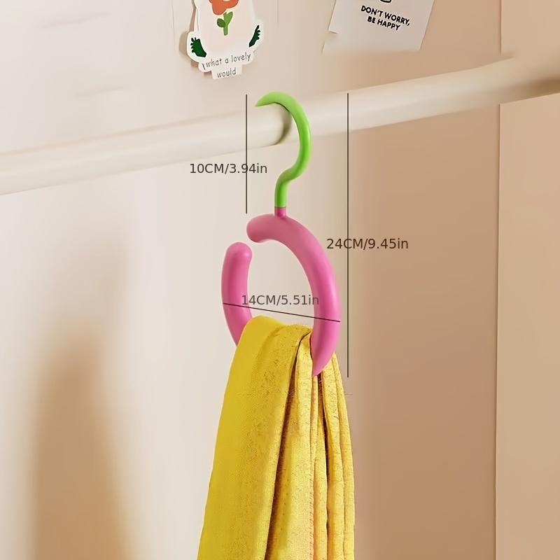 4pcs Dopamine Style Rotating No Drill Wall Hooks, Vibrant Colorful Durable Plastic Multi Purpose Hangers for Scarves, Hats, Bags, Keys,Stylish Home