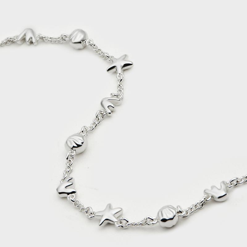 CHARLES&KEITH Small ck fashionable summer vacation style spring high-looking popular versatile shell starfish brass bracelet CK5-12120434-Silver R