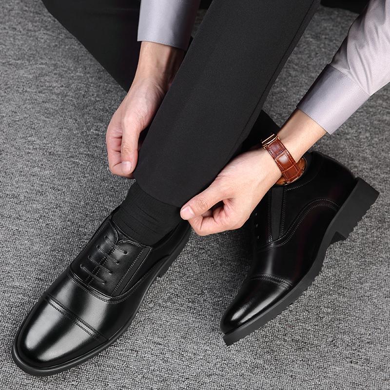 Fashion Men's Classic Oxford Dress Shoes Leather Lace-Up Formal Business Shoes Comfortable Office Wedding Shoes for Men New Brand Flats