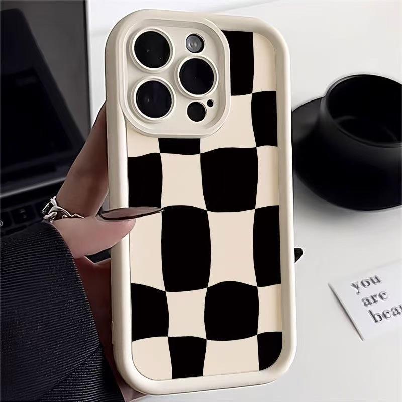 Color-blocked Plaid Case for Apple iPhone 15, 14 Pro, 16 Pro, 17 Pro, Full Coverage, 13mm Drop Protection