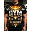 Fashion New Men's GYM No Excuses Barbell Kettlebell Explosion Print T-Shirt Fitness T Shirt Casual Streetwear Short SleeveTops