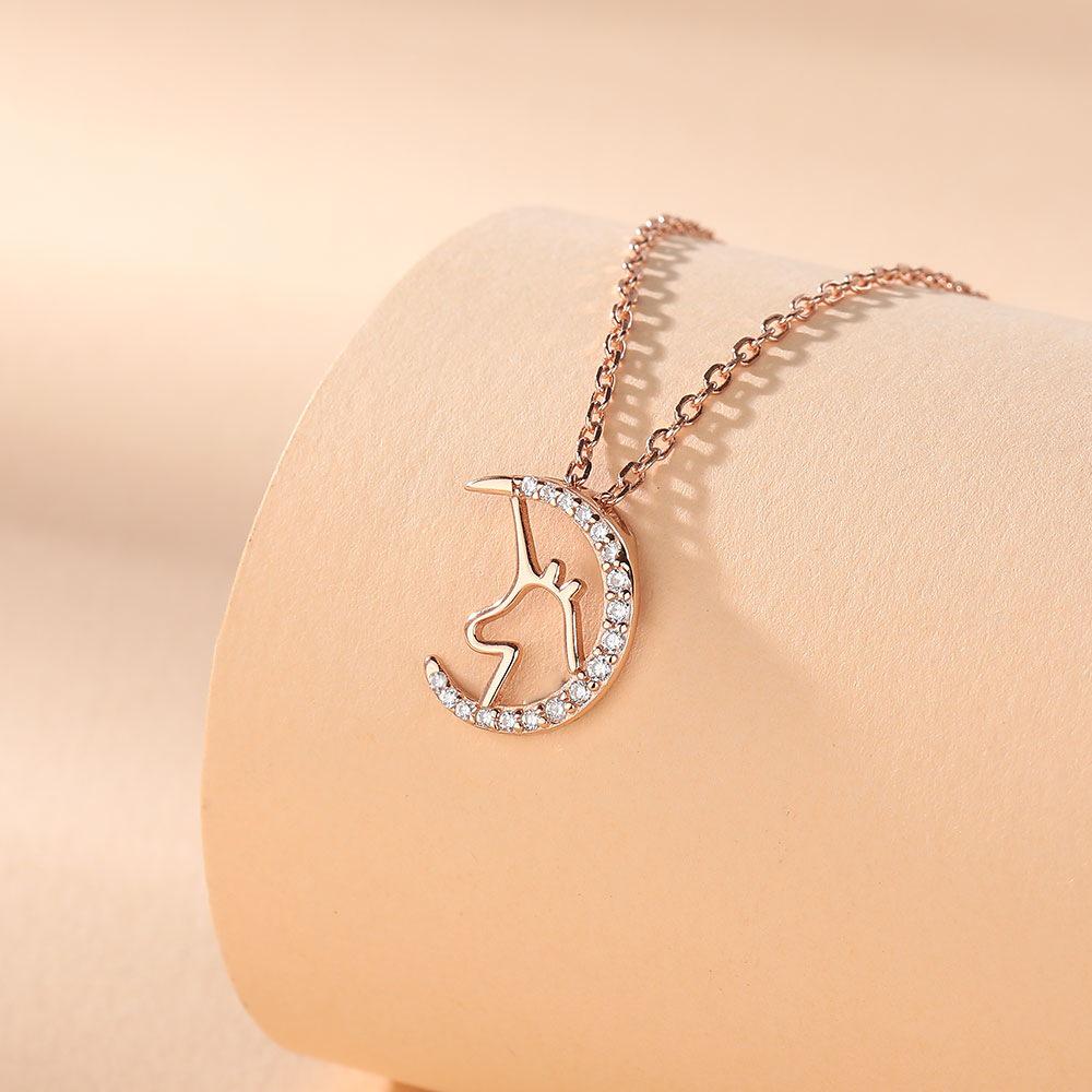 

Korean Style Unicorn Clavicle Necklace - Niche Design, Trendy Gift for Best Friends 925 Silver рожевий колір золота