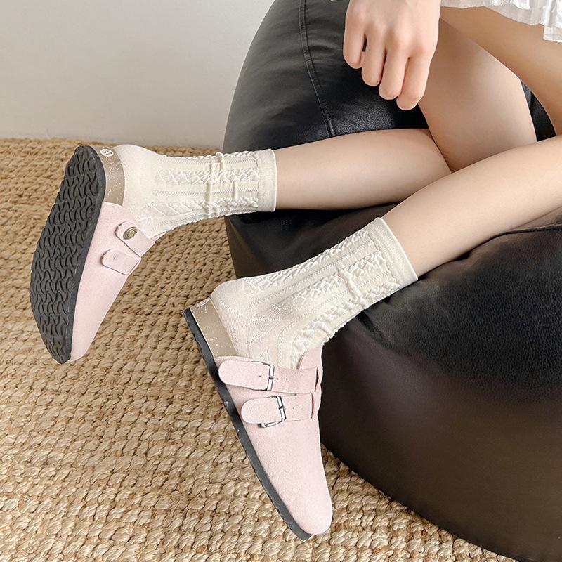 Female Spring and Summer Sweet Lacy Sweat Absorbing Breathable Pure Color Boneless Tube Pile Socks