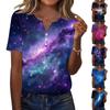 T-shirt Femme Imprimé Bouton Manches Courtes Quotidien Week-end Mode Basique Col V Coupe Régulière