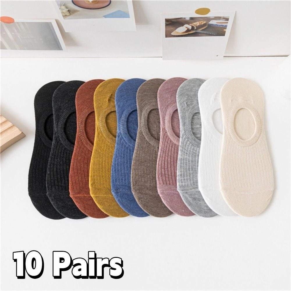 10Pairs Thin Short Ankle Socks Non Slip Short Hosiery Fashion Invisible Boat Socks  Summer