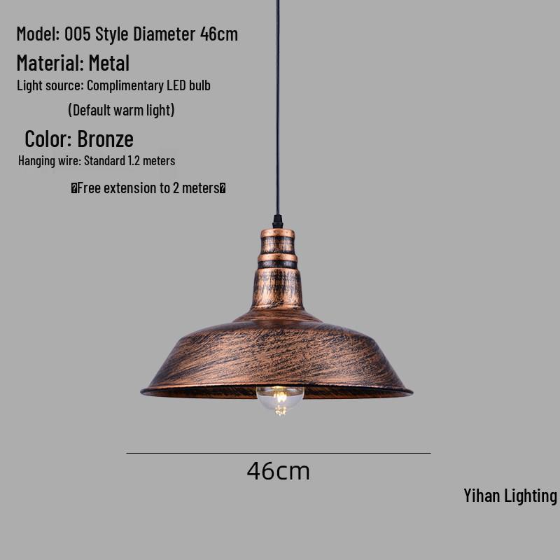 Modern Nordic Single-Head Pendant Light for Hotels, Bars, and Restaurants - Industrial Retro Style Lampshade.