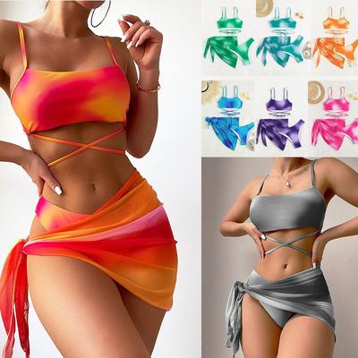 Womens One Shoulder Bikini Swimwear Suit Summer High Waist Swimsuit With Beach Skirt Bathers Bathing Suit Beachwear Swimming