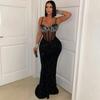 CY901191 European and American Velvet Sequined Party Dress Dress Hot Diamond Suspender Dress Hip-wrapped Long Dress Women