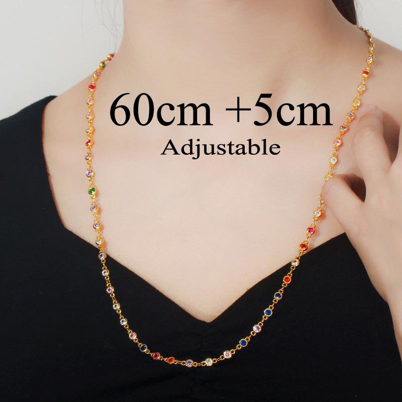 WWJ høy kvalitet rund regnbue Cubic Zirconia langkjede halskjede