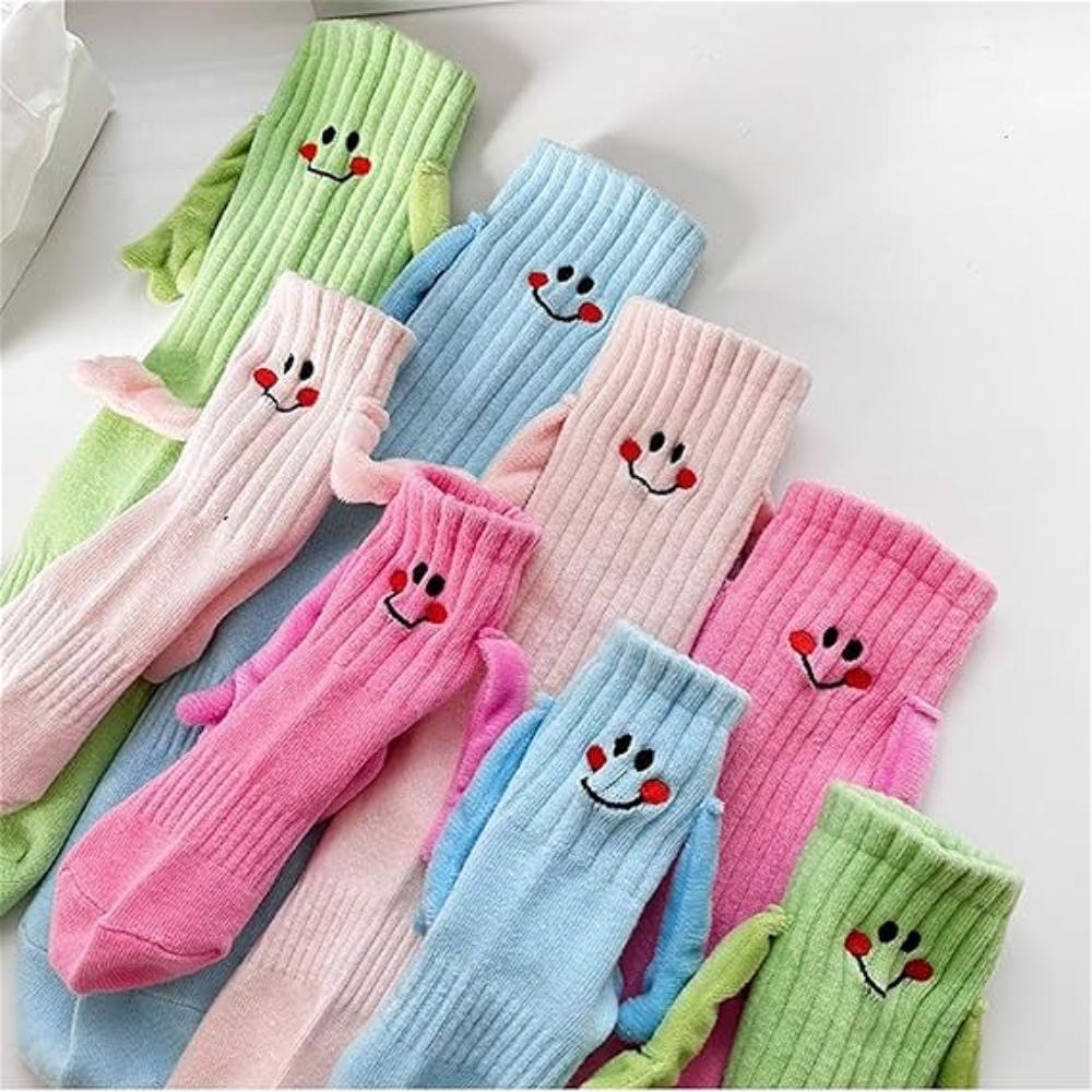 New Children's Magnetic Hand-holding Socks Soft Cute Smile Kids Socks for Boy Girl Funny Magnetic Socks Christmas Festival Gifts