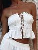 Drawstring Bandeau Top - Sexy Pleated Lace-up Summer Vest for Women 