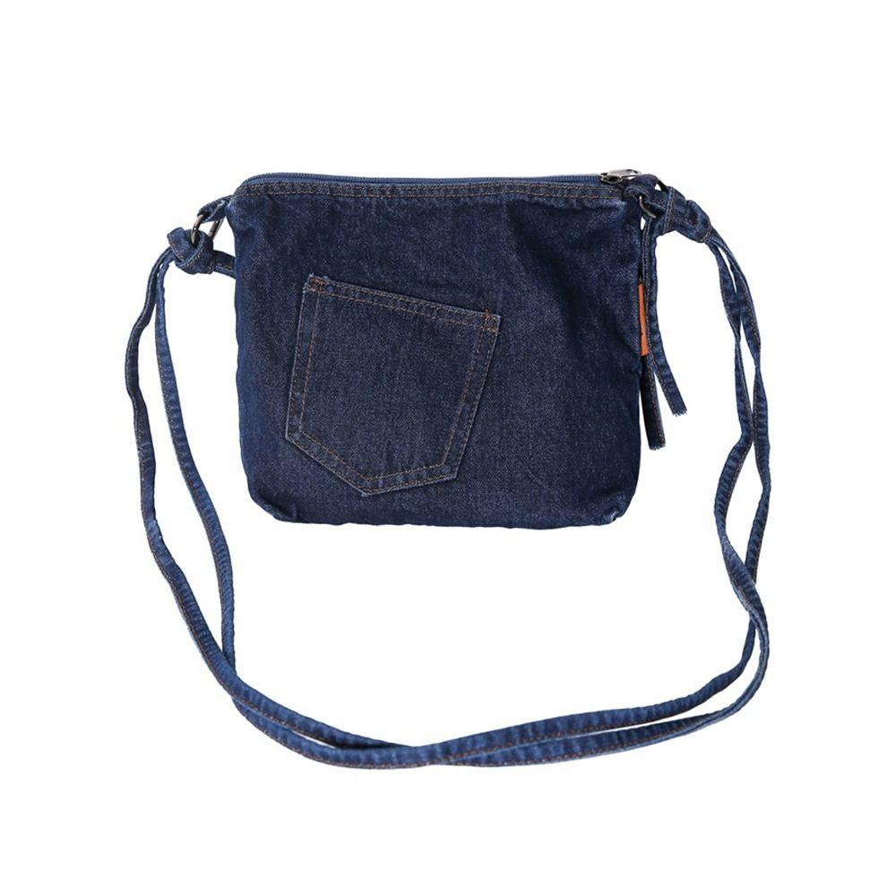 

Винтажная сумка большой вместимости Y2K однотонная сумка кроссбоди повседневная джинсовая холщовая сумка для девушки темно-синий