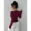 Women's One Off Shoulder Long Sleeve Tops Ruched Asymmetrical Neck Slim Fit Y2K Shirt