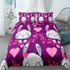 Cat Flowers King Queen Duvet Cover Cartoon Kitty Floral Bedding Set For Kids Lovely Animals Black 2/3pcs Polyester Quilt Cover