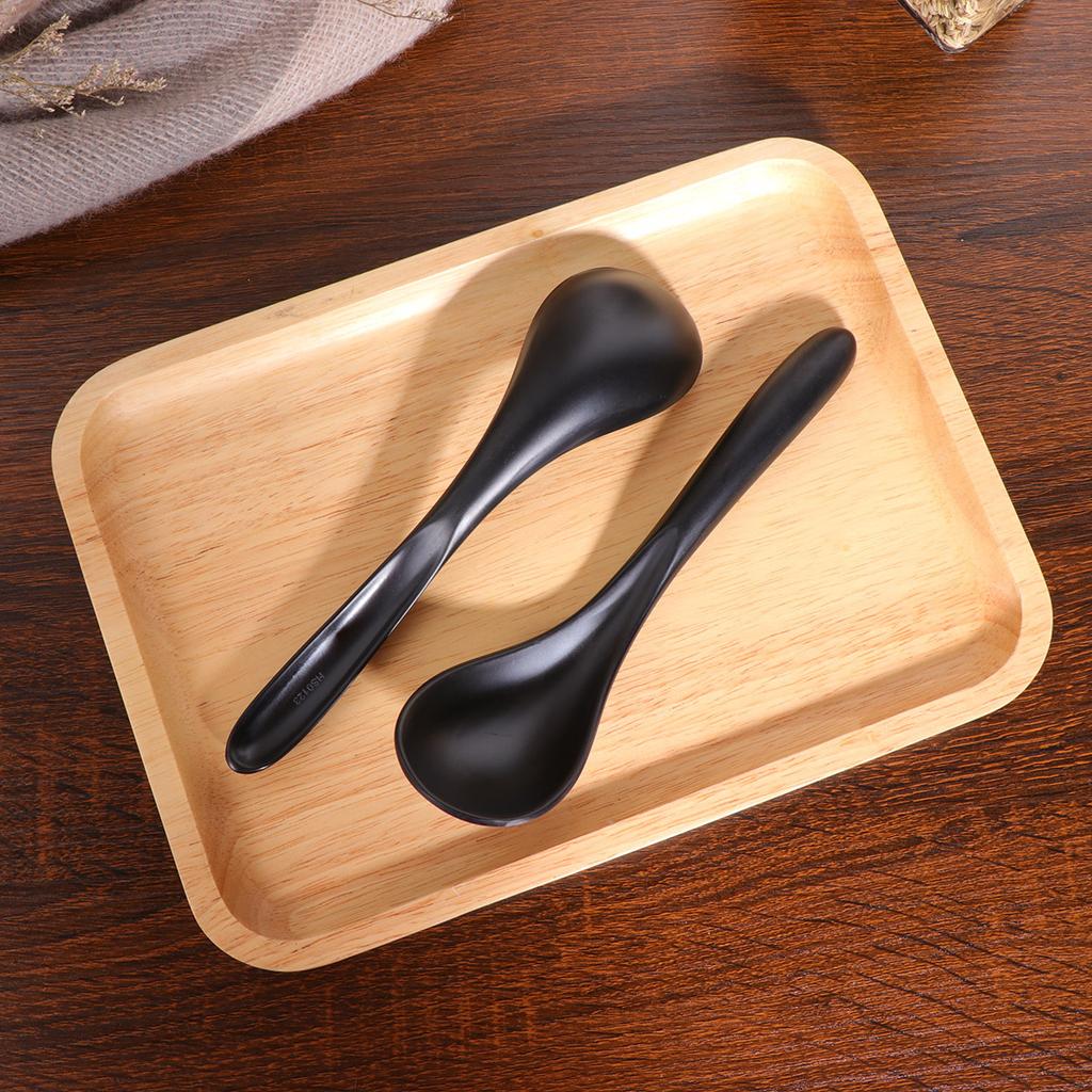 6Pcs Black Matte Soup Spoon Ecofriendly Melamine Tableware for Everyday Use Home Restaurant Spoon Tableware