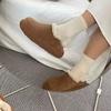 Version cuir de vache 2025 hiver nouveau bout rond rétro semelle épaisse décontracté polyvalent velours épaissi chaud chaussons en coton pour femmes
