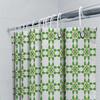 Customizable Floral Shower Curtain With Your Name Personalization For Bathroom Decor Green Yellow Geometric Design