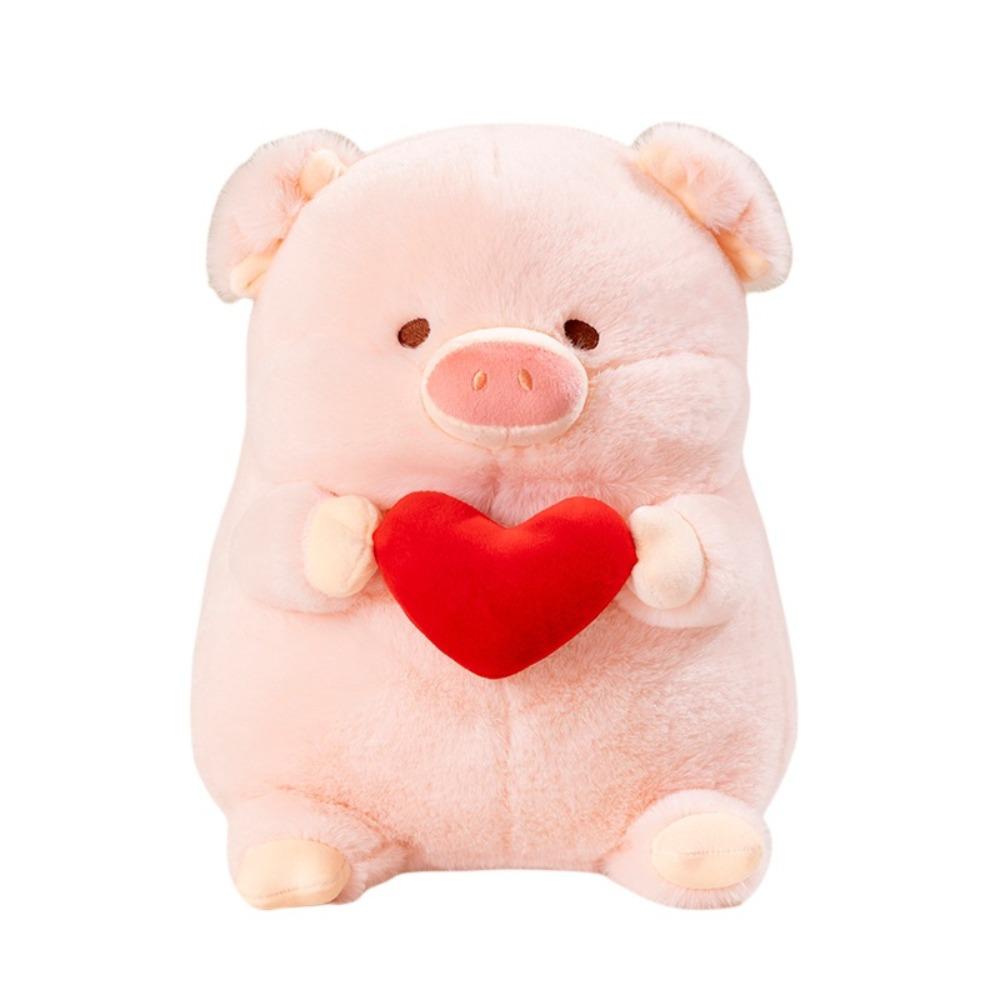 Peluche Simulation Pig Doll Toys Hug Red Heart Stuffed Pig Plushie Doll  Birthday Parties