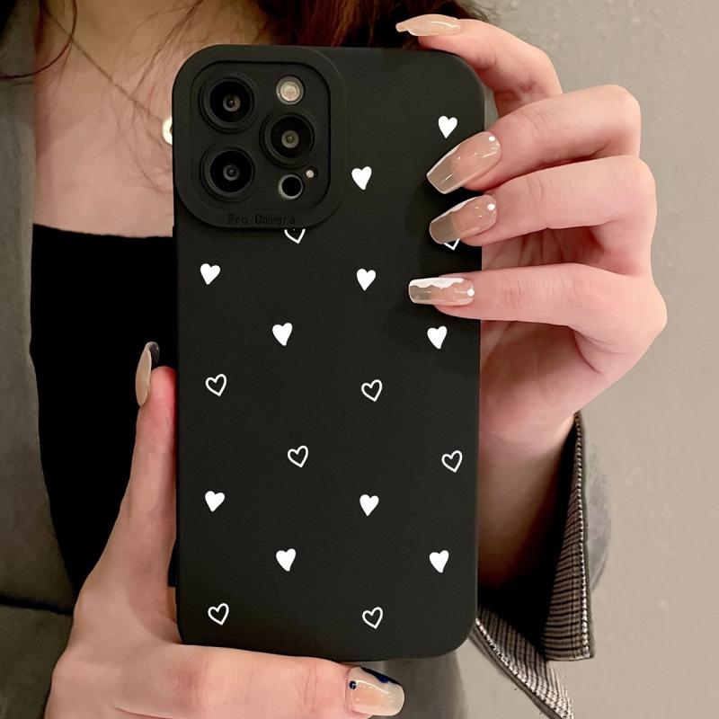 White Heart Soft Phone Case for iPhone 12/13/14/15/16/Pro/ProMax