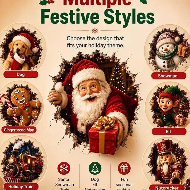 1Pc Santa Claus Wall Sticker Self-Adhesive Vinyl Decal Christmas Decoration Diy Living Room Bedroom Window Glass Cover Scratches