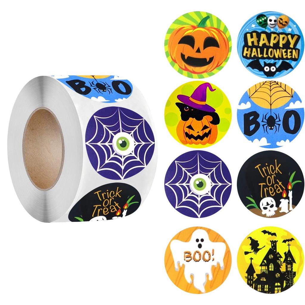 500 Pcs Pumpkin Ghost Halloween Stickers for Kids Round Sticker Gift Sealing Label Envelope Decor Stationery Stickers 1 inch