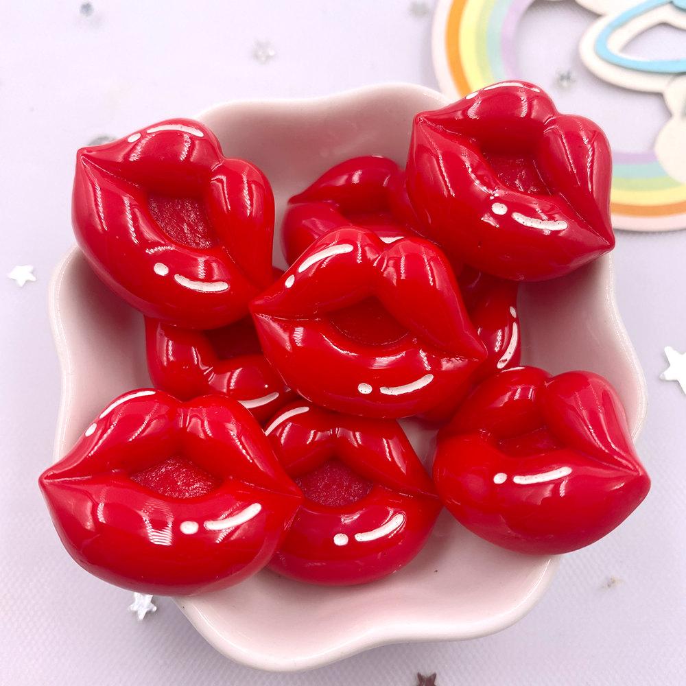 10PCS Resin Colorful Cute Red Candy Love Heart Donut Flat Back Stone Cartoon Scrapbook Figurine DIY Bow Decor Accessories Crafts