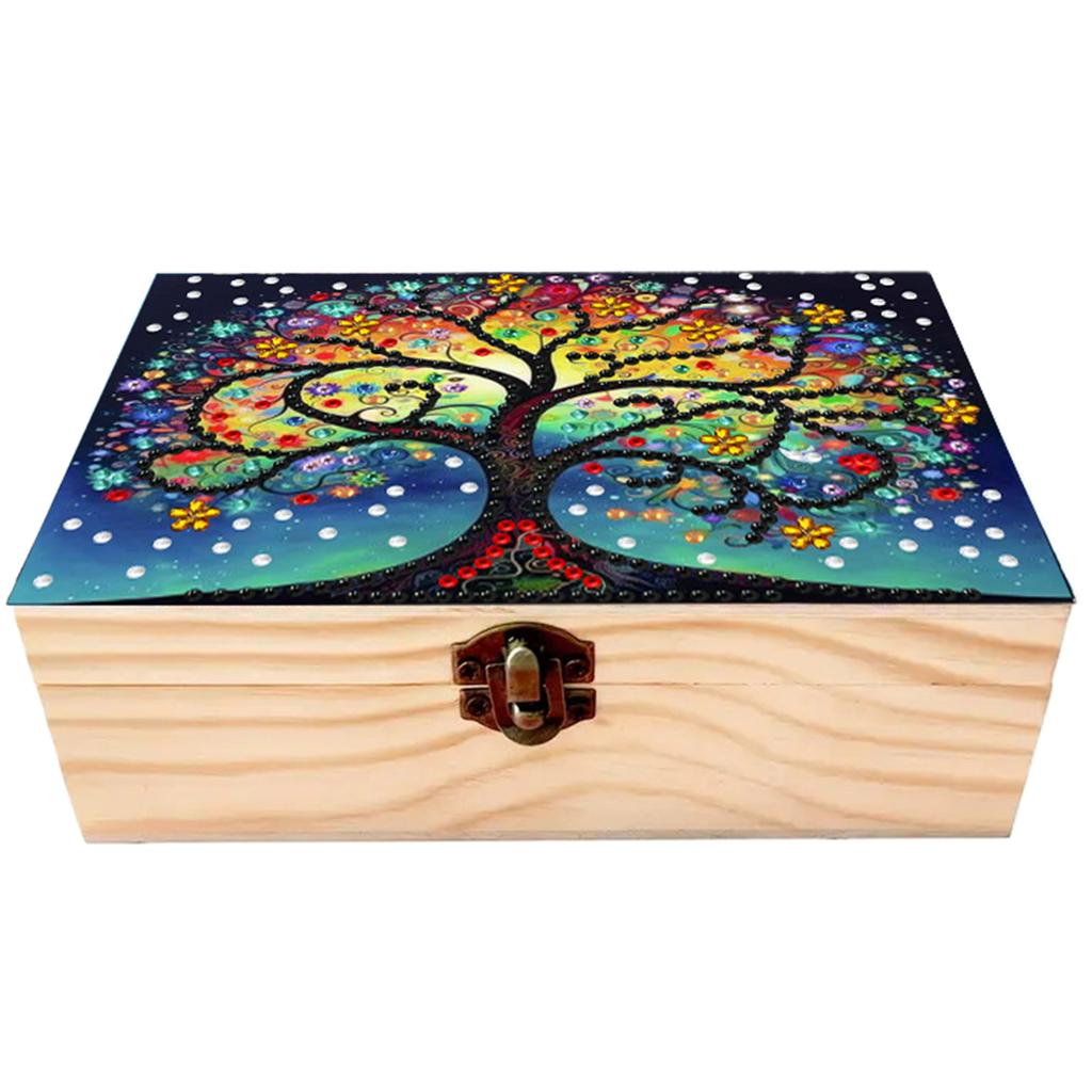DIY Diamond Art Wooden Storage Box Dustproof Organizer Case Diamond Painting Storage Box Gift for Birthdays and Holidays