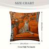 1Pc Elegant Cheetah In Orange Chinoiserie Decorative Pillow Cover, 18X18 Inch, Short Plush, Single-Sided Print - Ideal For Sofa,
