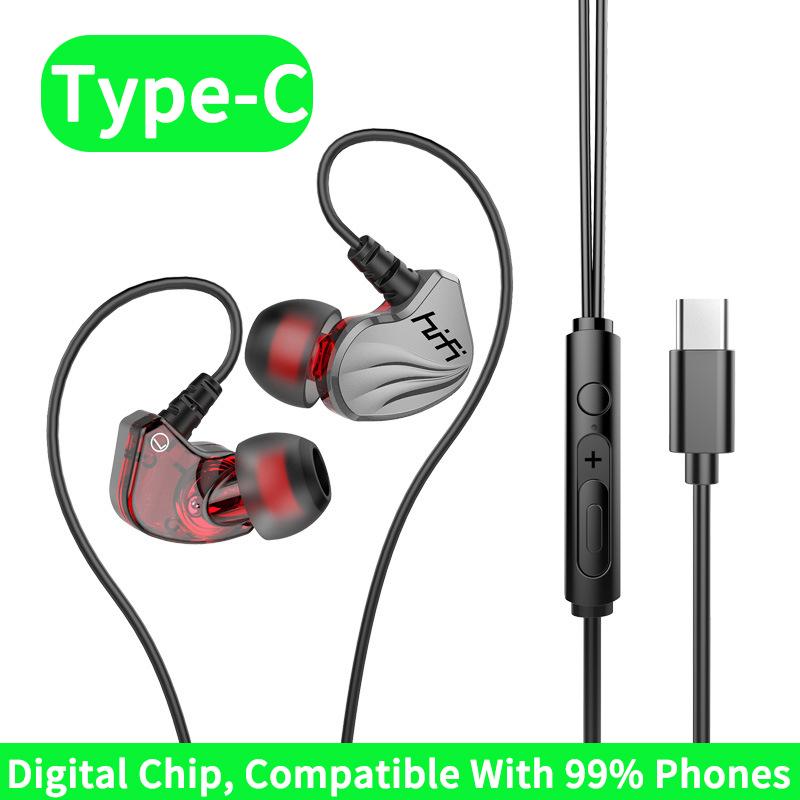 Wired Earphone 3.5mm AUX/Type C In-Ear HIFI 6D Surround Bass In-Ear Game Music Headsets With MIC For Samsung Huawei Xiaomi PC